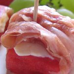 Prosciutto Wrapped Watermelon with Bel Paese cheese